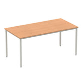 Impulse 1600mm Straight Table Oak Top Silver Box Frame Leg BF00130 DD